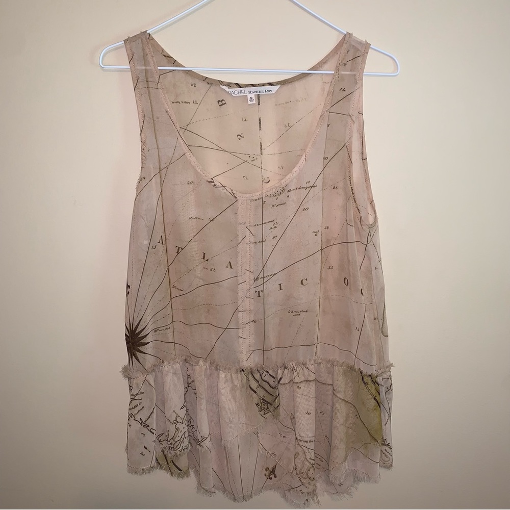 DONATING Sheer Map Print Tank Top